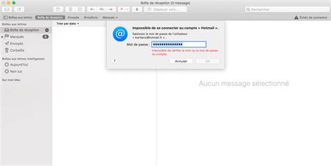 Impossible de se connecter au compte Hotmail sur Mac